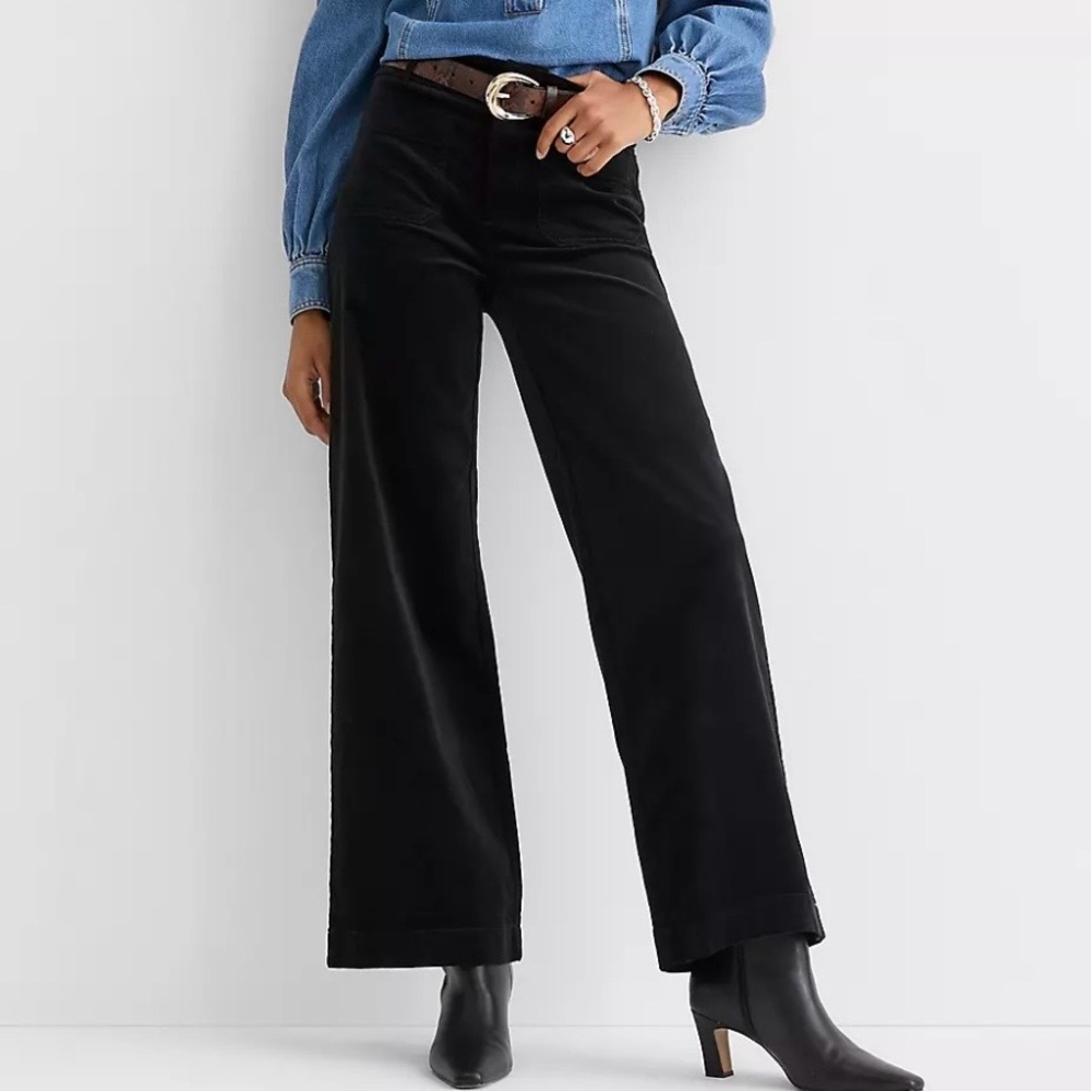 LOFT The Palmer Wide Leg Curvy Black